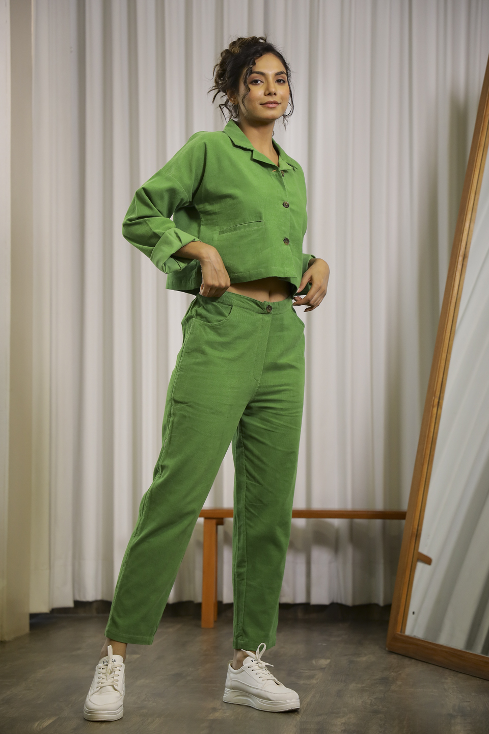 Green Casual NA Cotton Blend Night Suit For Women