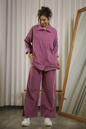 Mauve Casual NA Cotton Blend Night Suit For Women