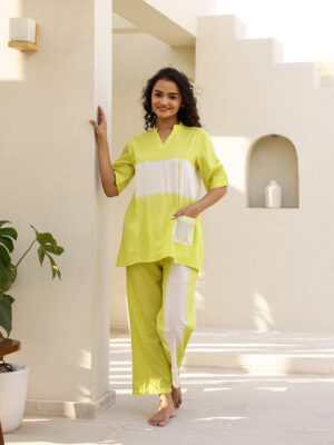Purple Check Printed Cotton Co-Ords Set For Women