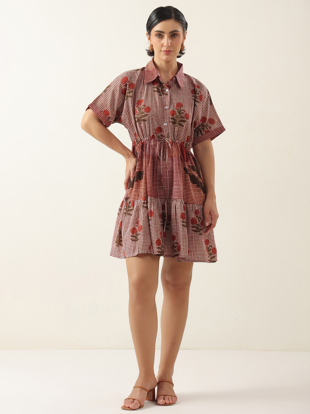 Red Color Floral Printed Dress For Women