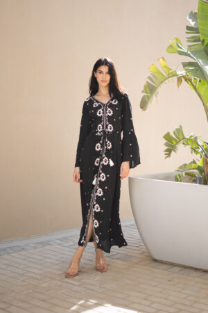 Black V-Neck Solid Viscose Rayon Dress For Women