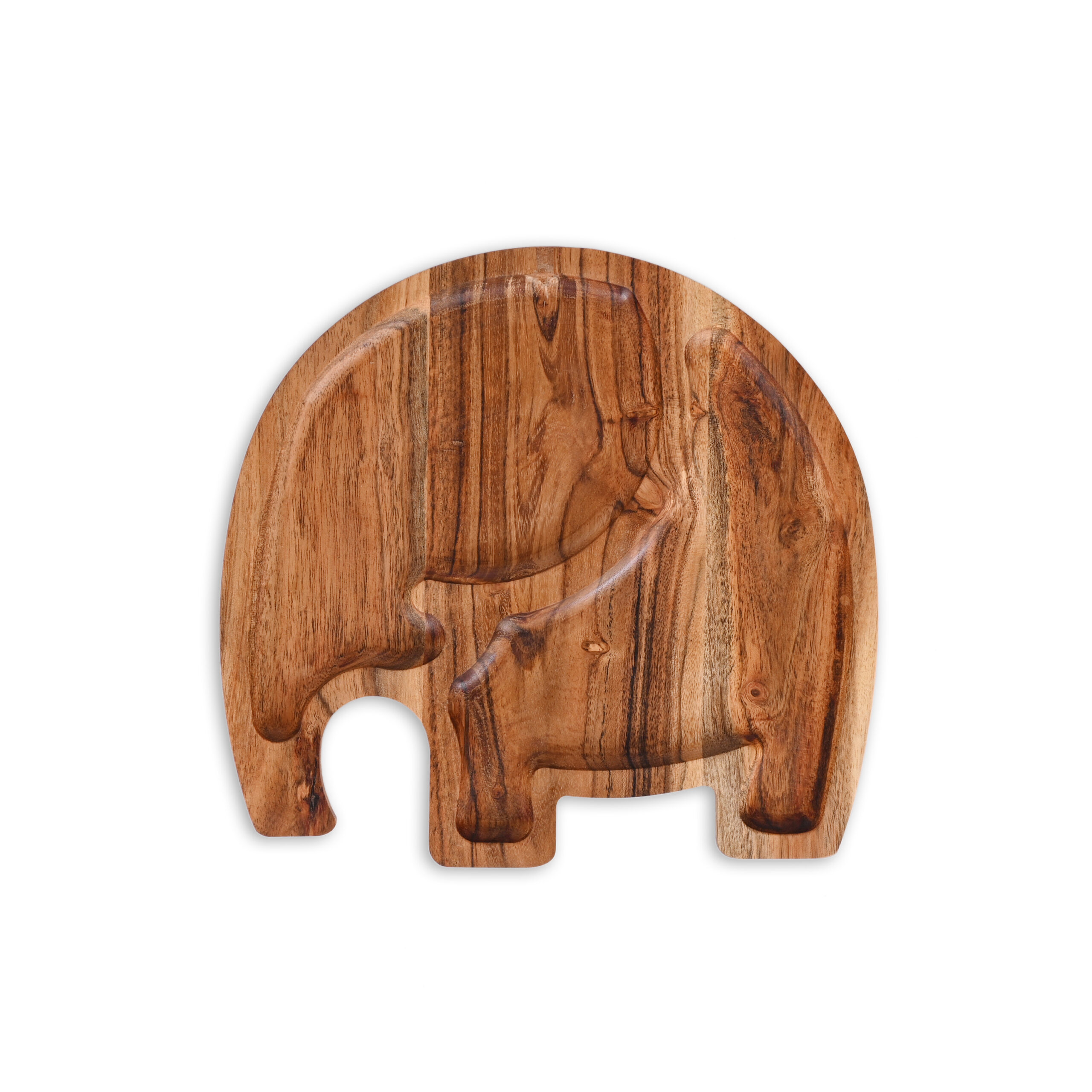 Acacia Wood Elephant-Shaped Serving Tray