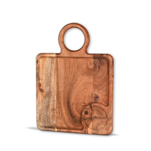 Acacia Wood Serving Board With Cup Holder And Handle
